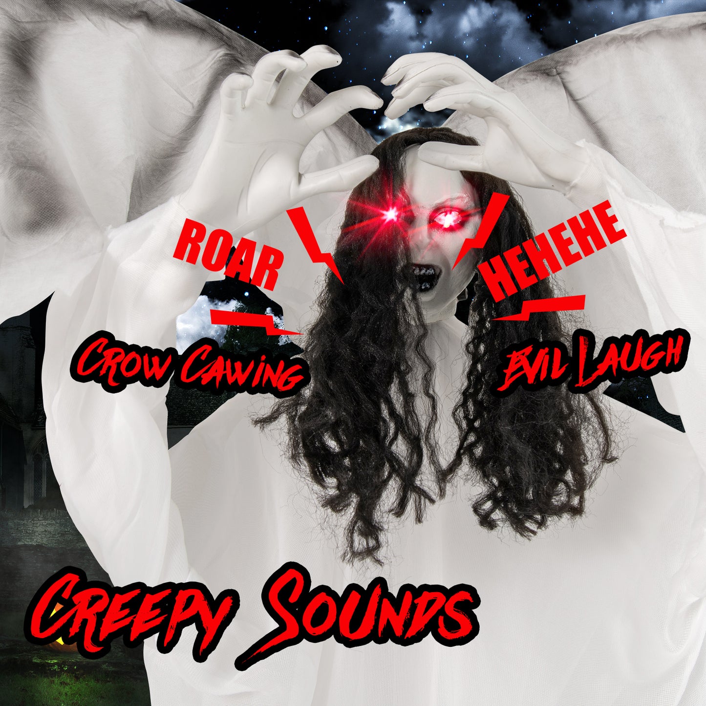 6.6 Feet Halloween Animatronic Standing Angel with Sound-Activated Light-up Eyes and Flapping Wings Halloween at Gallery Canada