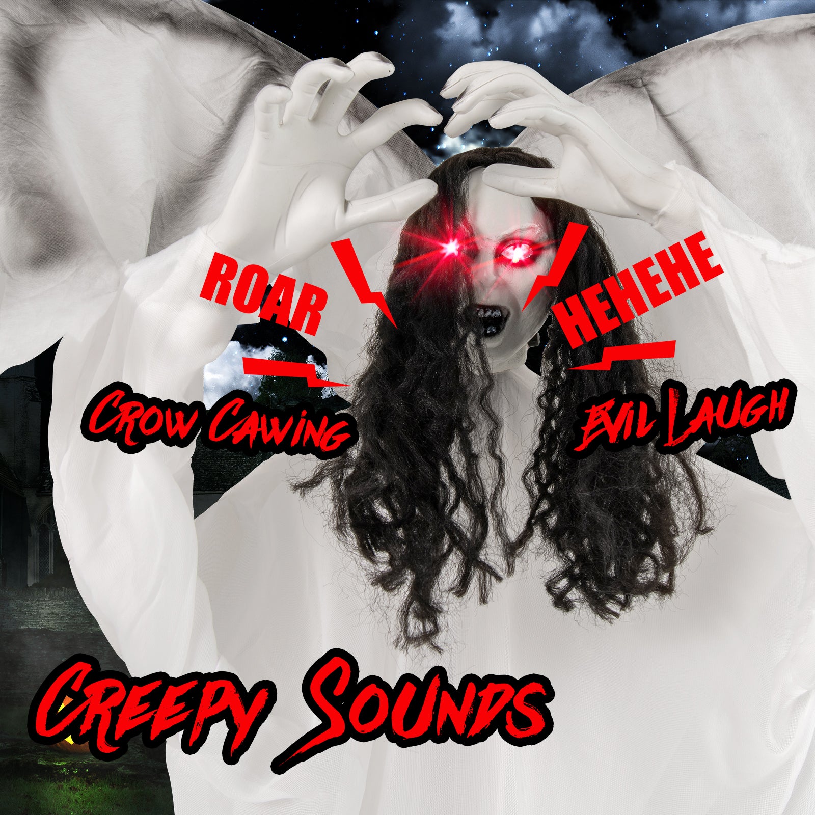 6.6 Feet Halloween Animatronic Standing Angel with Sound-Activated Light-up Eyes and Flapping Wings Halloween at Gallery Canada