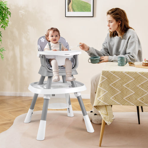 16-in-1 Baby High Chair with Activity Center and Booster Seat for Babies and Toddlers-Grey, Gray
