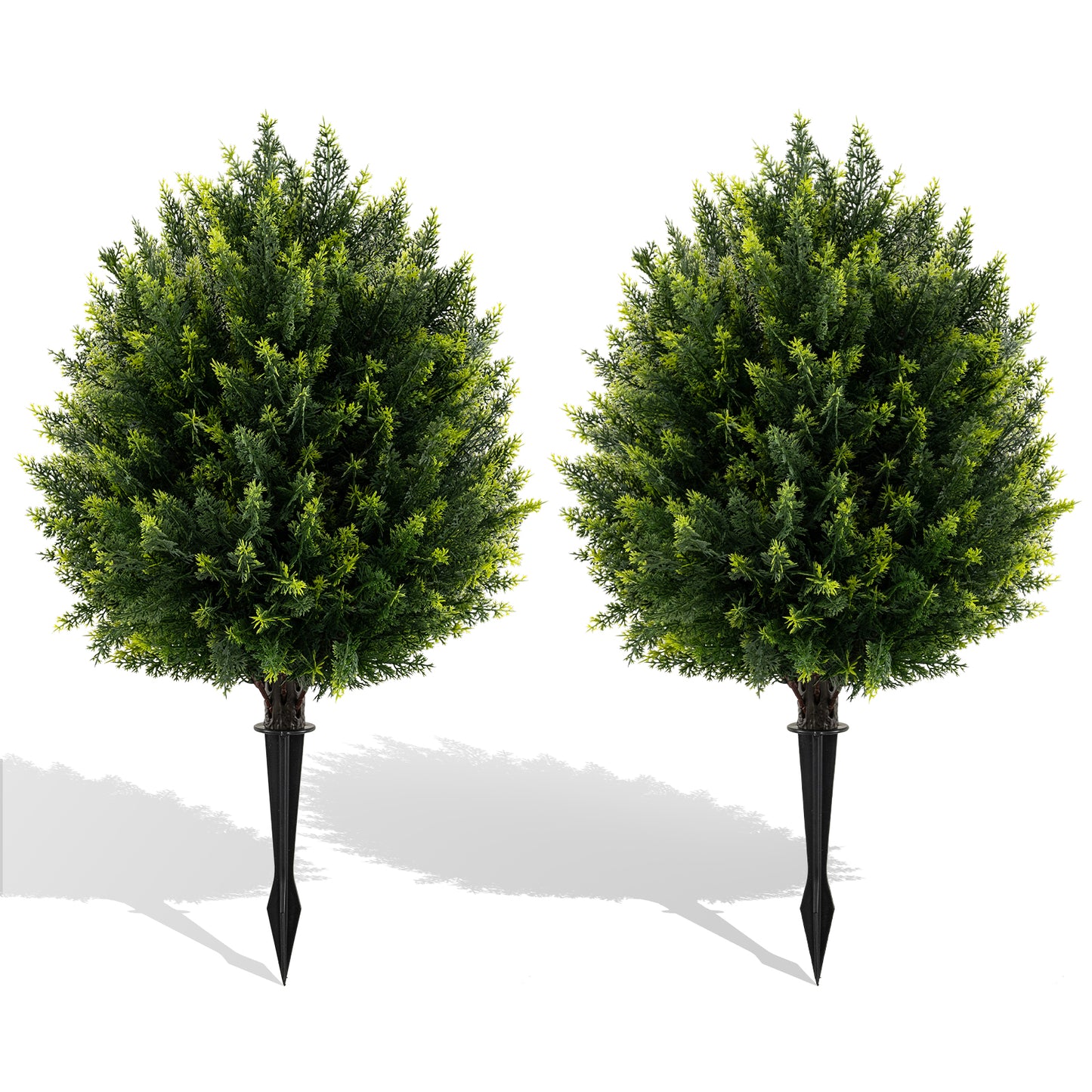24 Inches Artificial Cypress Topiary Ball Tree Set with Ground Spike, Green Faux Plants at Gallery Canada