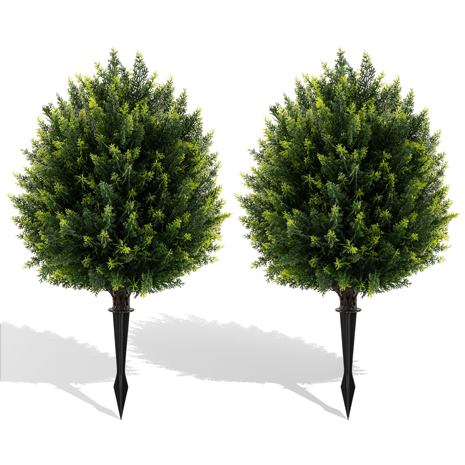 24 Inches Artificial Cypress Topiary Ball Tree Set with Ground Spike, Green Faux Plants at Gallery Canada