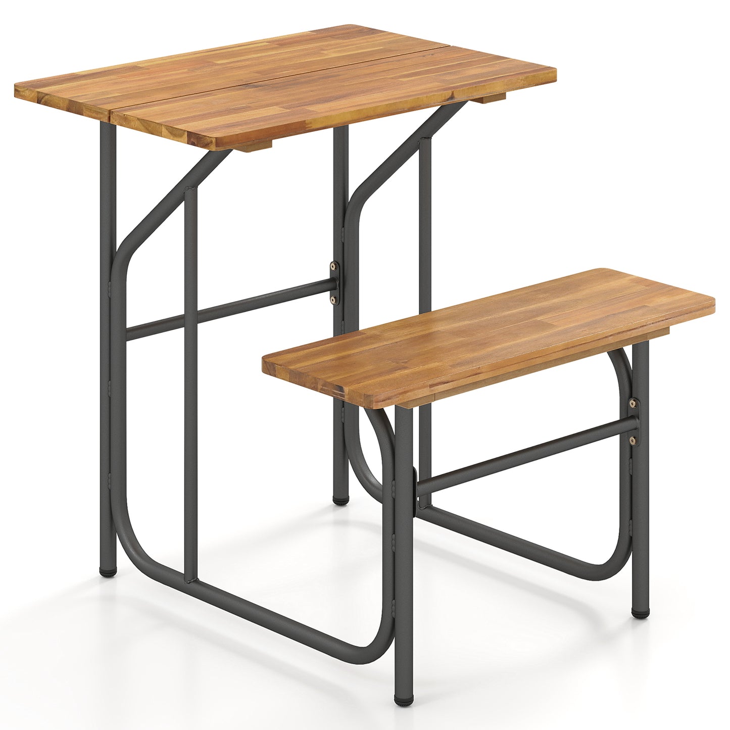 Acacia Wood Patio Table Bench Set, Natural Picnic Tables Natural at Gallery Canada