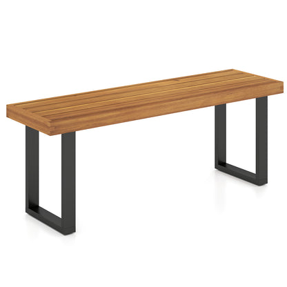Acacia Wood Outdoor Bench, 48 Inch, Natural Outdoor Benches Natural at Gallery Canada