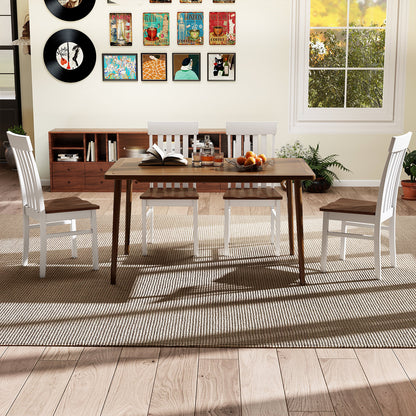 Set of 2 Kitchen Armless Dining Chairs with Slatted High Backrests, White Dining Chairs at Gallery Canada