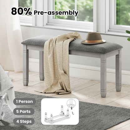 Upholstered Bedroom Bench with Padded Seat and Solid Wood Legs, Gray Shoe Racks & Storage Benches at Gallery Canada