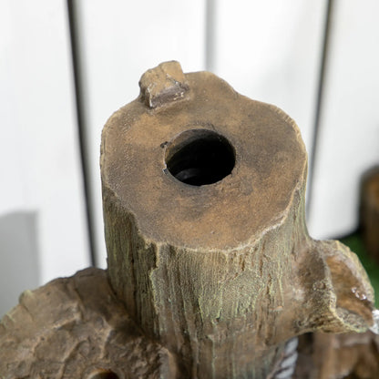 Outdoor Fountain, Garden Waterfall with Birdhouse, 3-Tier Tree Trunk, LED Lights, Brown Water Fountains at Gallery Canada