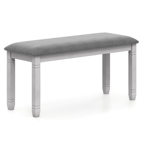 Upholstered Bedroom Bench with Padded Seat and Solid Wood Legs, Gray