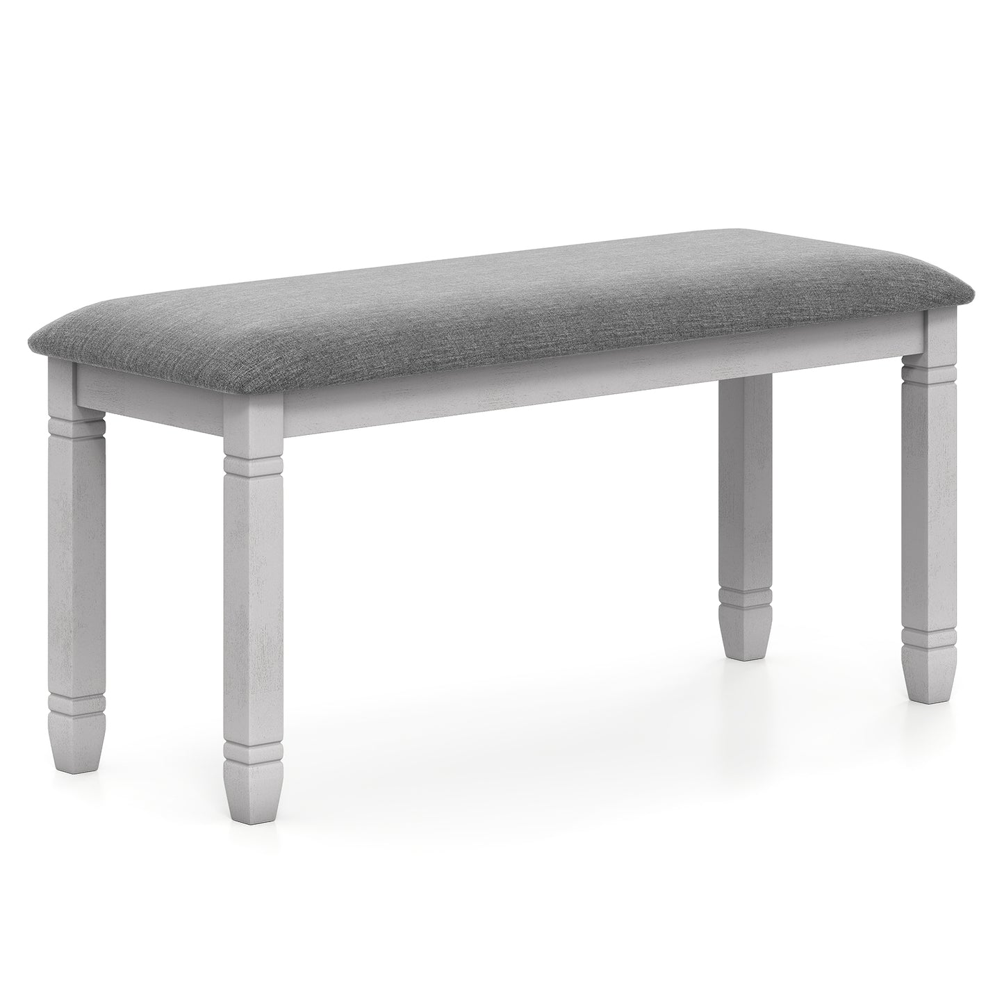 Upholstered Bedroom Bench with Padded Seat and Solid Wood Legs, Gray Shoe Racks & Storage Benches at Gallery Canada