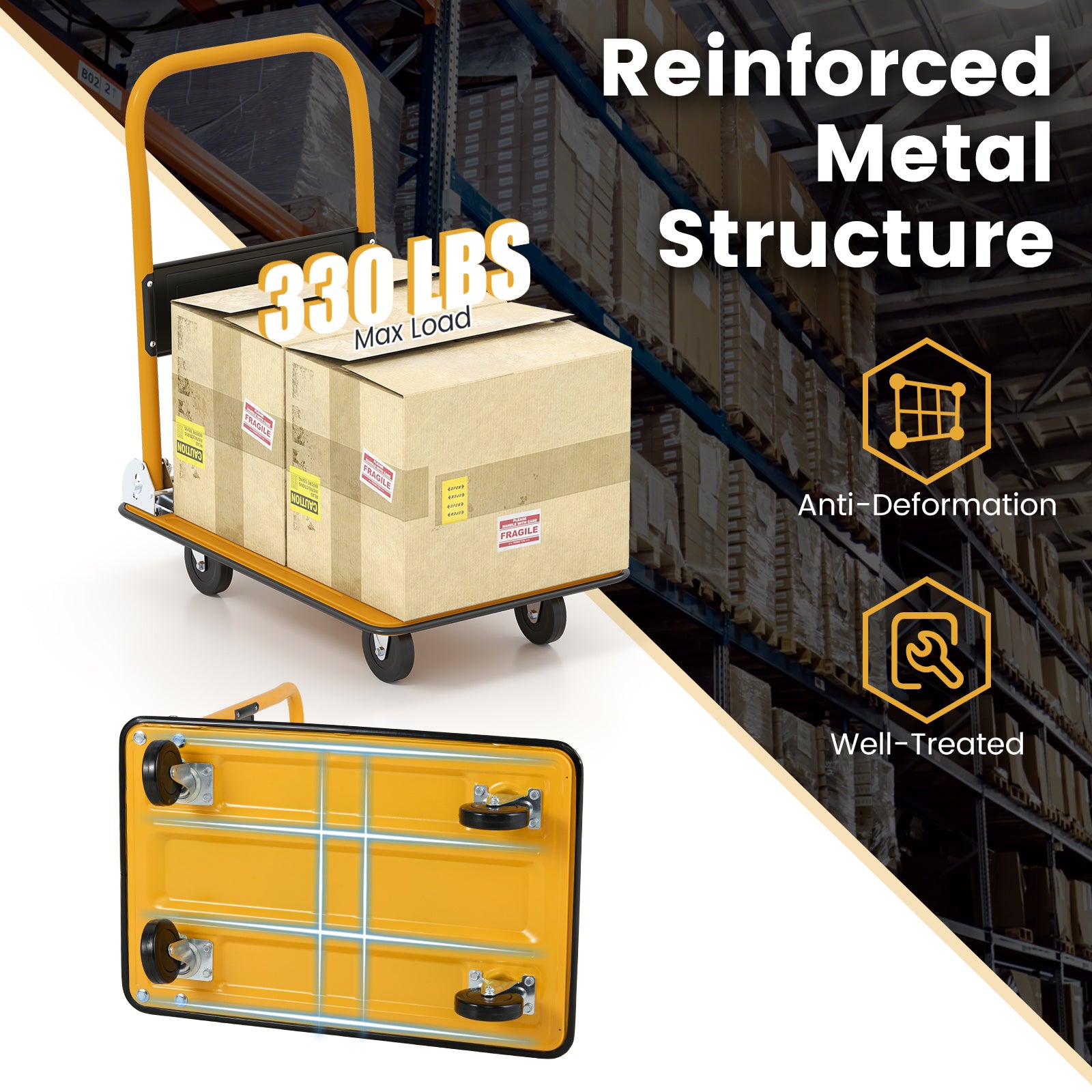 Platform Cart Dolly Foldable Warehouse Push Hand Truck, Black Garden Tools at Gallery Canada