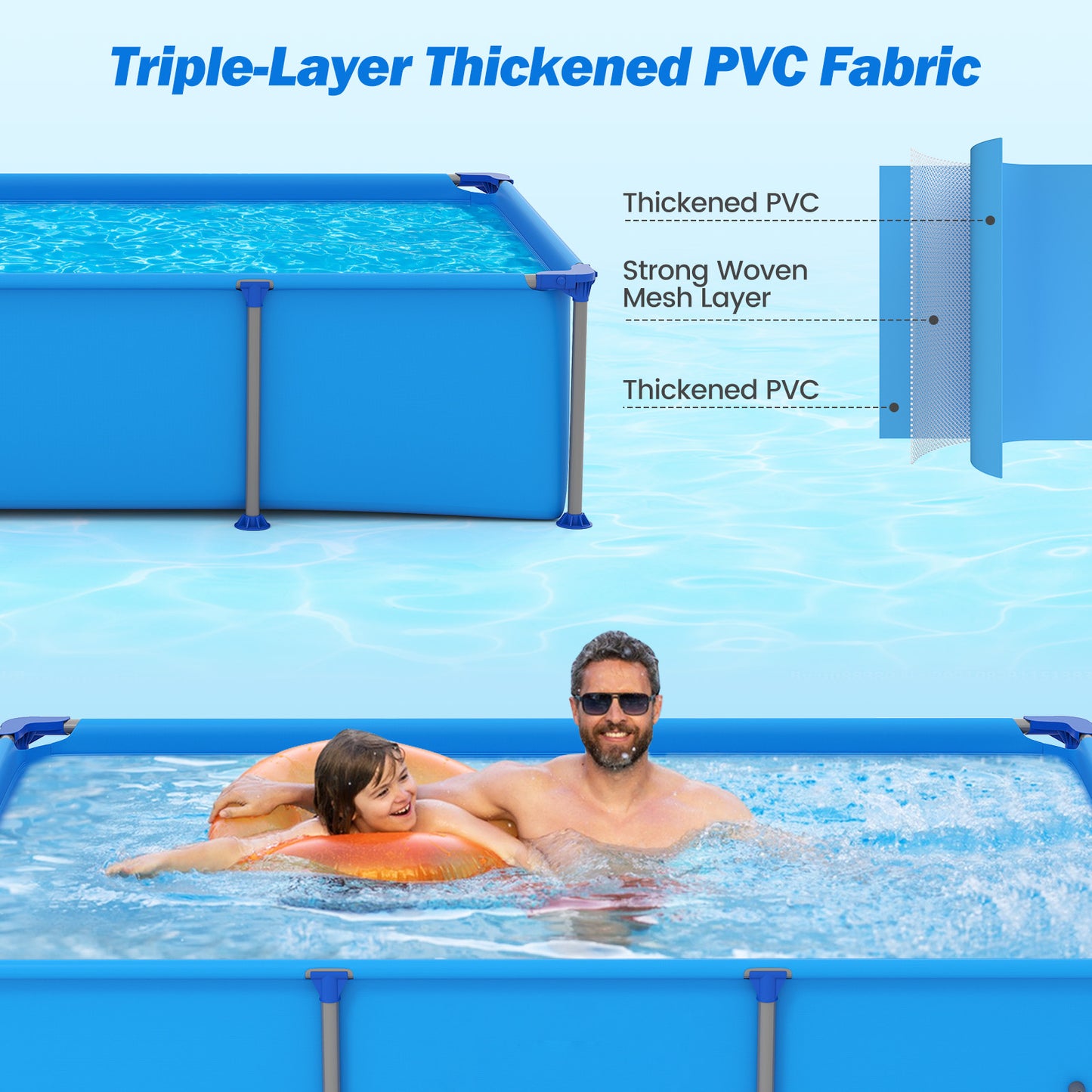 690/978/1158/1617 Gal Outdoor Family Swimming Pool with Metal Frame-6 ft, Blue Swimming Pools at Gallery Canada