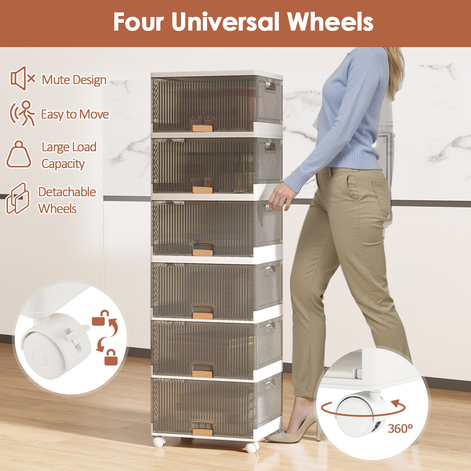 3/4/5/6-Cube Stackable Storage Bins with Detachable Wheels-6 Cube, White Shoe Racks & Storage Benches at Gallery Canada