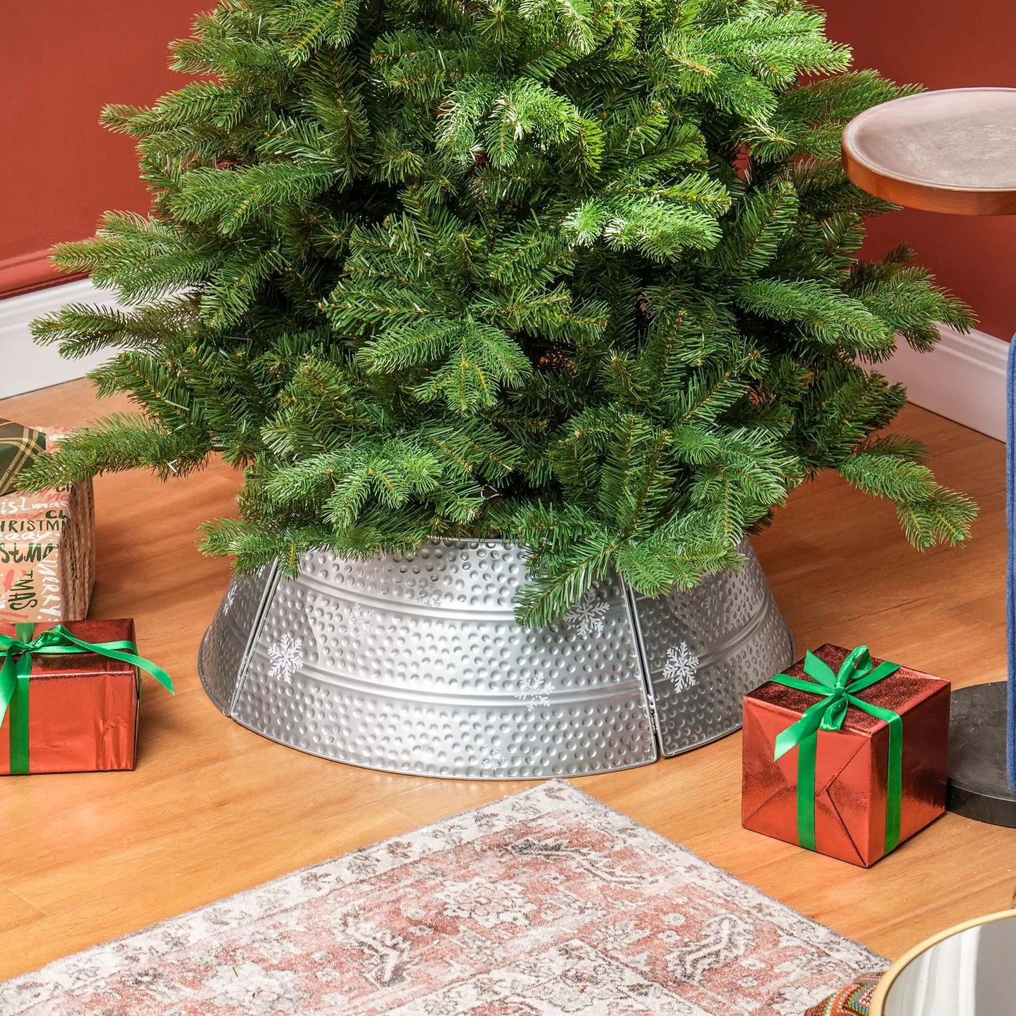 26" Christmas Tree Base Cover, Hollow Snowflake Pattern, Silver Christmas Trees at Gallery Canada