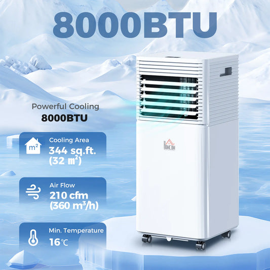 8000 BTU Portable Air Conditioner, Fan, Dehumidifier, Remote, 24H Timer, White Air Conditioner White at Gallery Canada