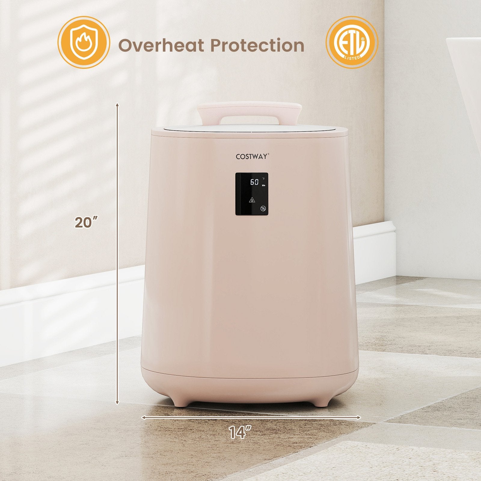 18L Large Towel Warmer with LED Display and Auto Shut off, Pink Dryers at Gallery Canada