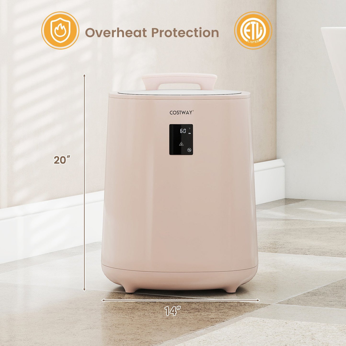 18L Large Towel Warmer with LED Display and Auto Shut off, Pink Dryers at Gallery Canada