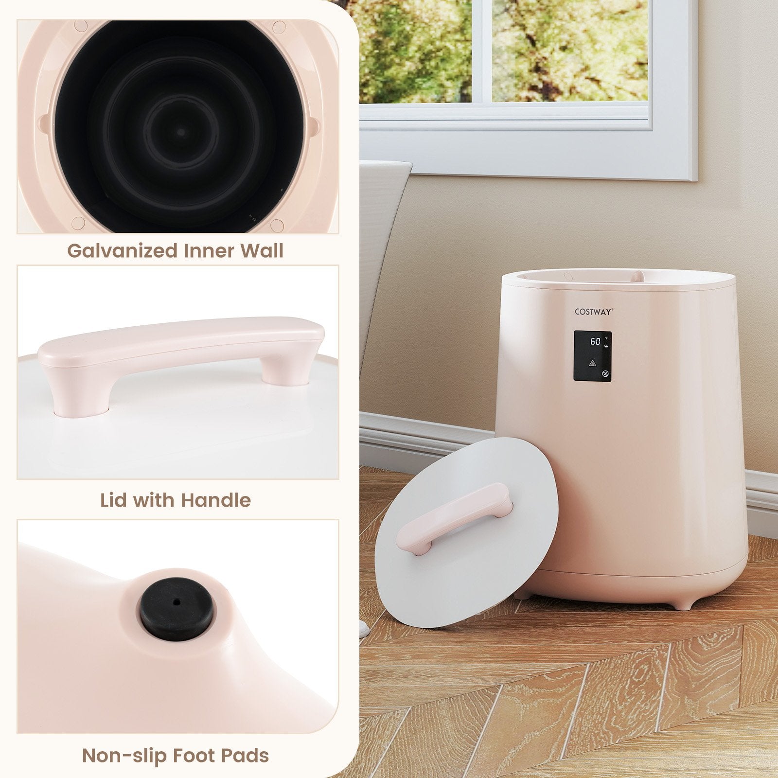 18L Large Towel Warmer with LED Display and Auto Shut off, Pink Dryers at Gallery Canada