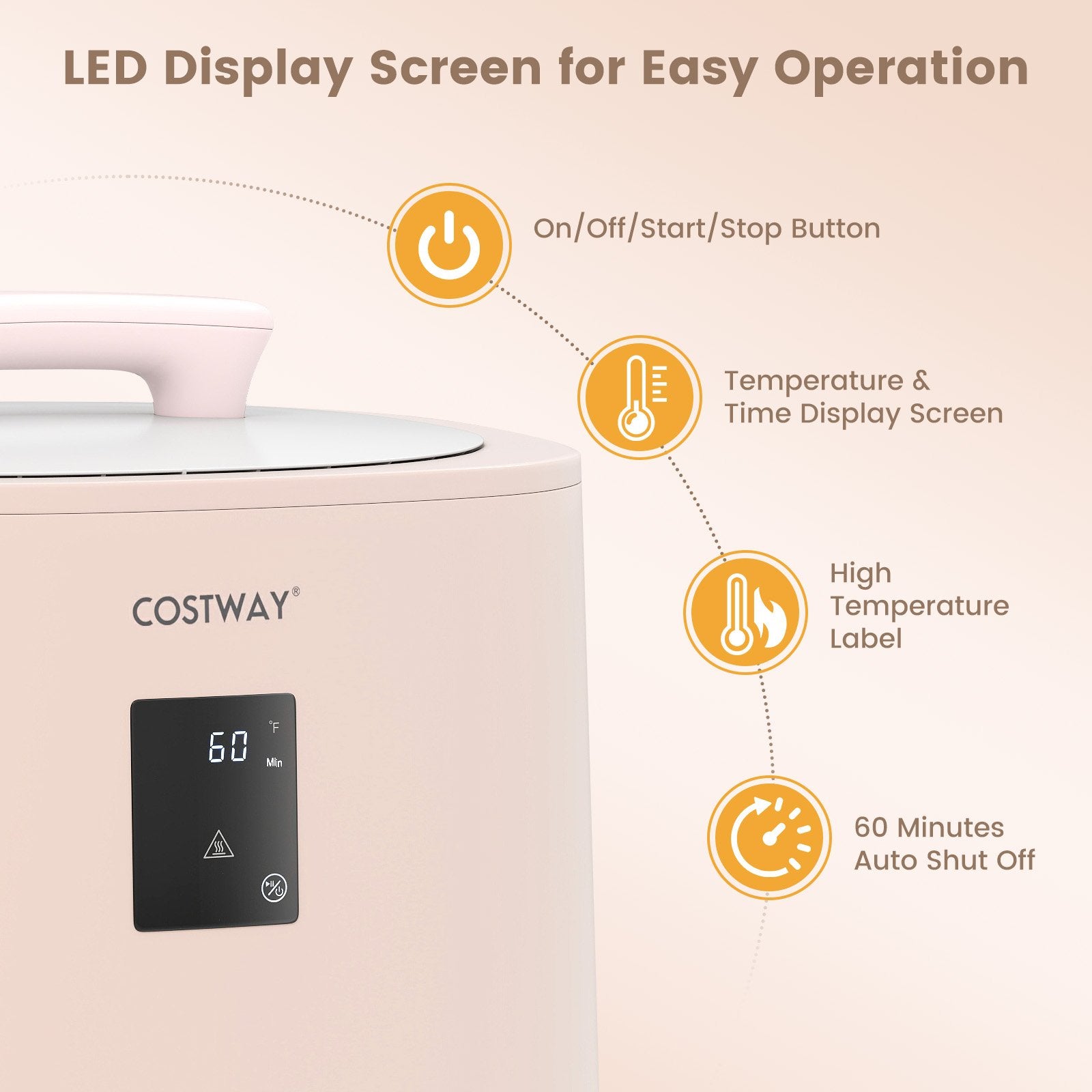 18L Large Towel Warmer with LED Display and Auto Shut off, Pink Dryers at Gallery Canada