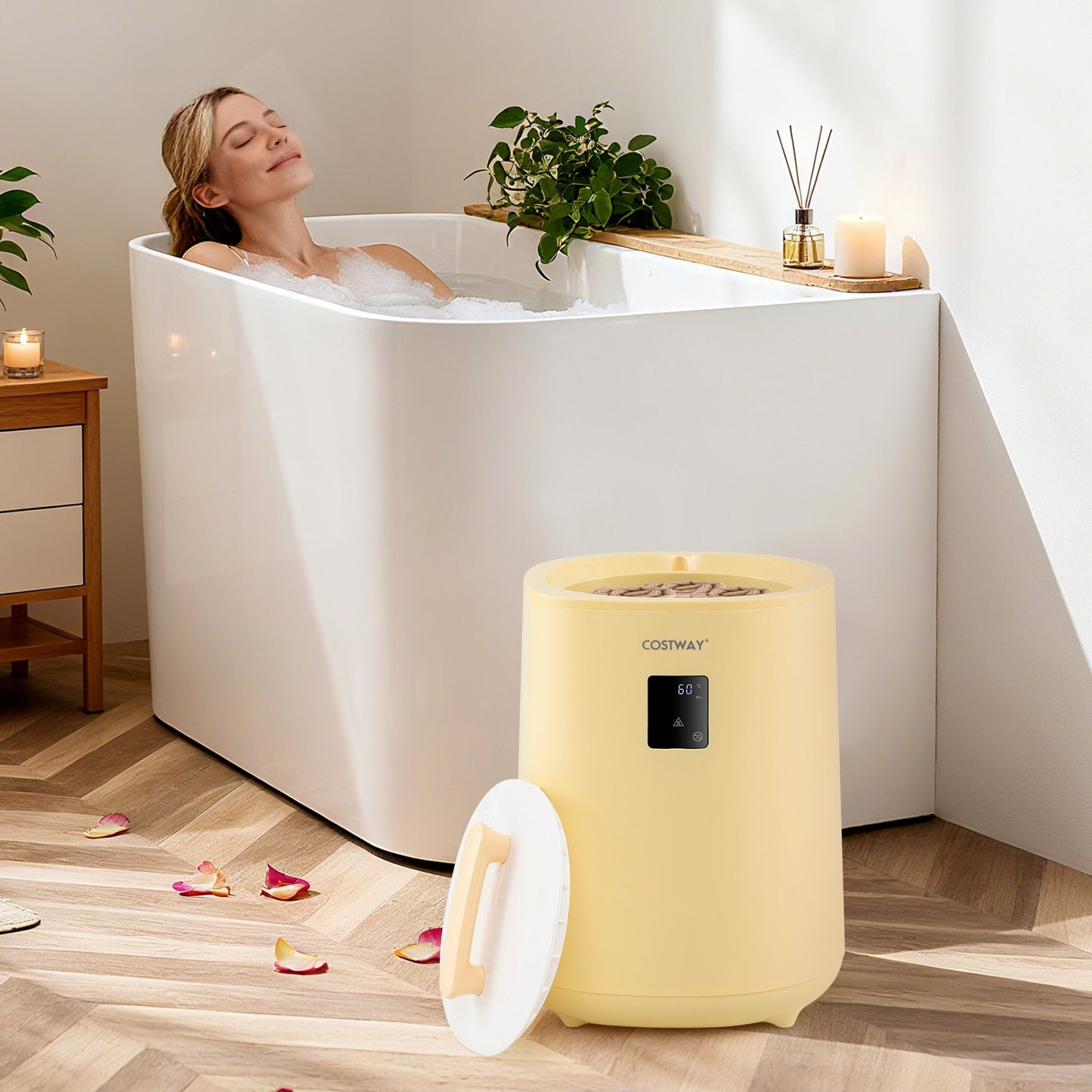 18L Large Towel Warmer with LED Display and Auto Shut off, Yellow Dryers at Gallery Canada