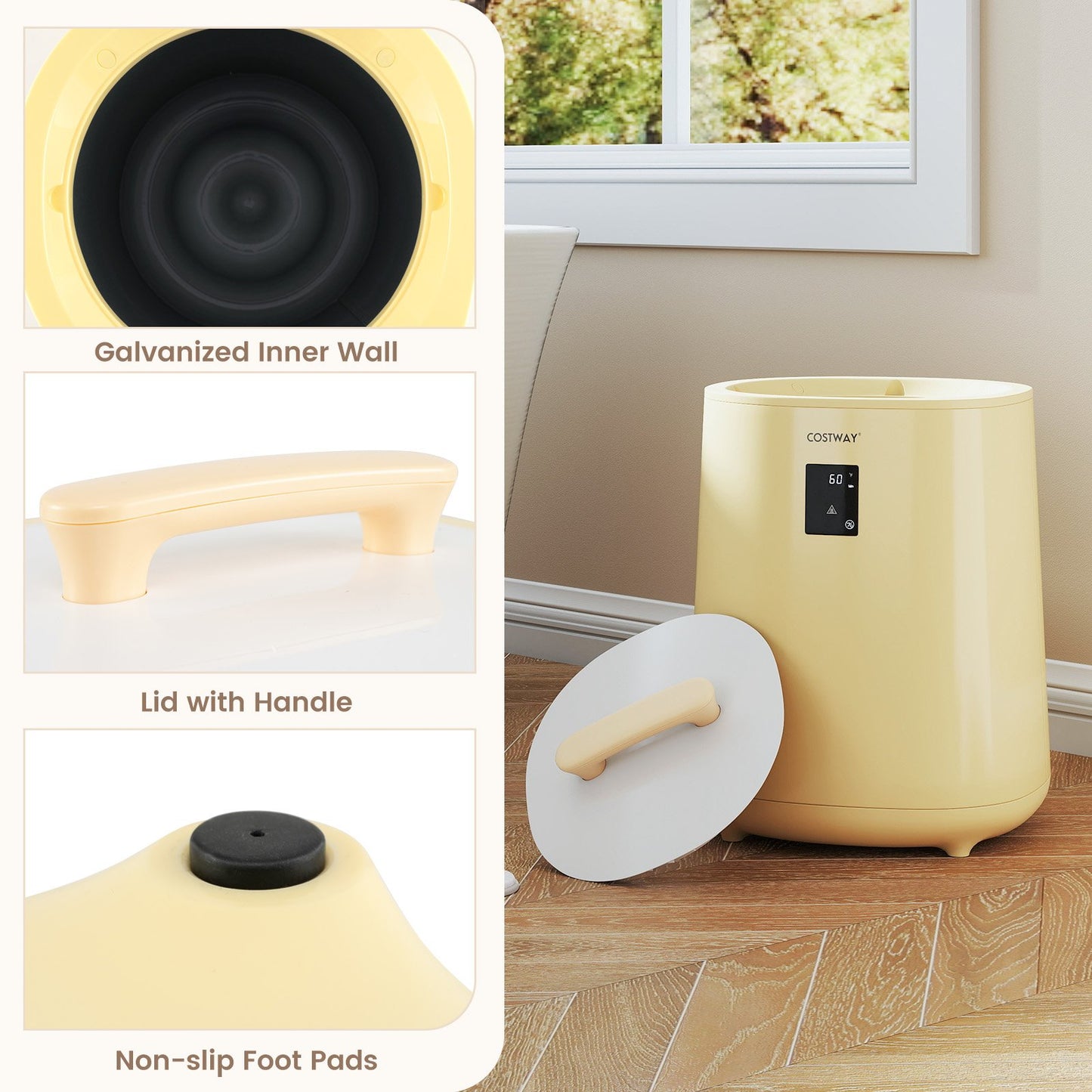 18L Large Towel Warmer with LED Display and Auto Shut off, Yellow Dryers at Gallery Canada