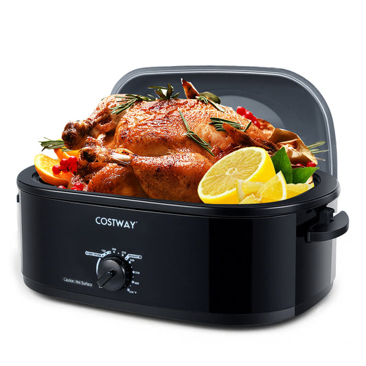 18QT Electric Roaster Oven, Self-Basting Lid, Removable Pan, Black Food Warmers & Burners Black at Gallery Canada