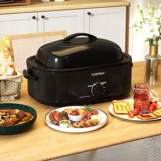 18QT Electric Roaster Oven, Self-Basting Lid, Removable Pan, Black Food Warmers & Burners Black at Gallery Canada