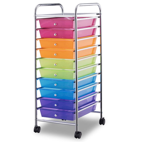10 Drawer Rolling Storage Cart Organizer, Color