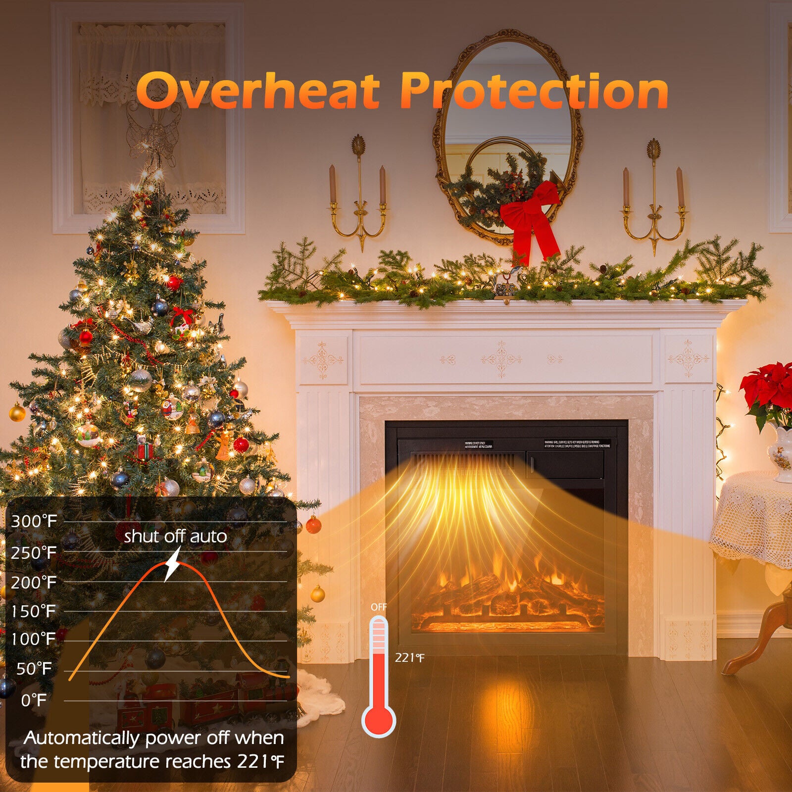 18/22.5 Inch Electric Fireplace Insert with 7-Level Adjustable Flame Brightness, Black Fireplaces at Gallery Canada