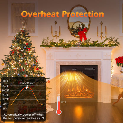 18/22.5 Inch Electric Fireplace Insert with 7-Level Adjustable Flame Brightness, Black Fireplaces at Gallery Canada