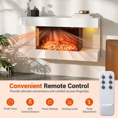 18/36 Inch 3-Sided Wall Mounted Electric Fireplace with 32/50 Inch Wide Floating Mantle-32 Inch Fireplaces at Gallery Canada