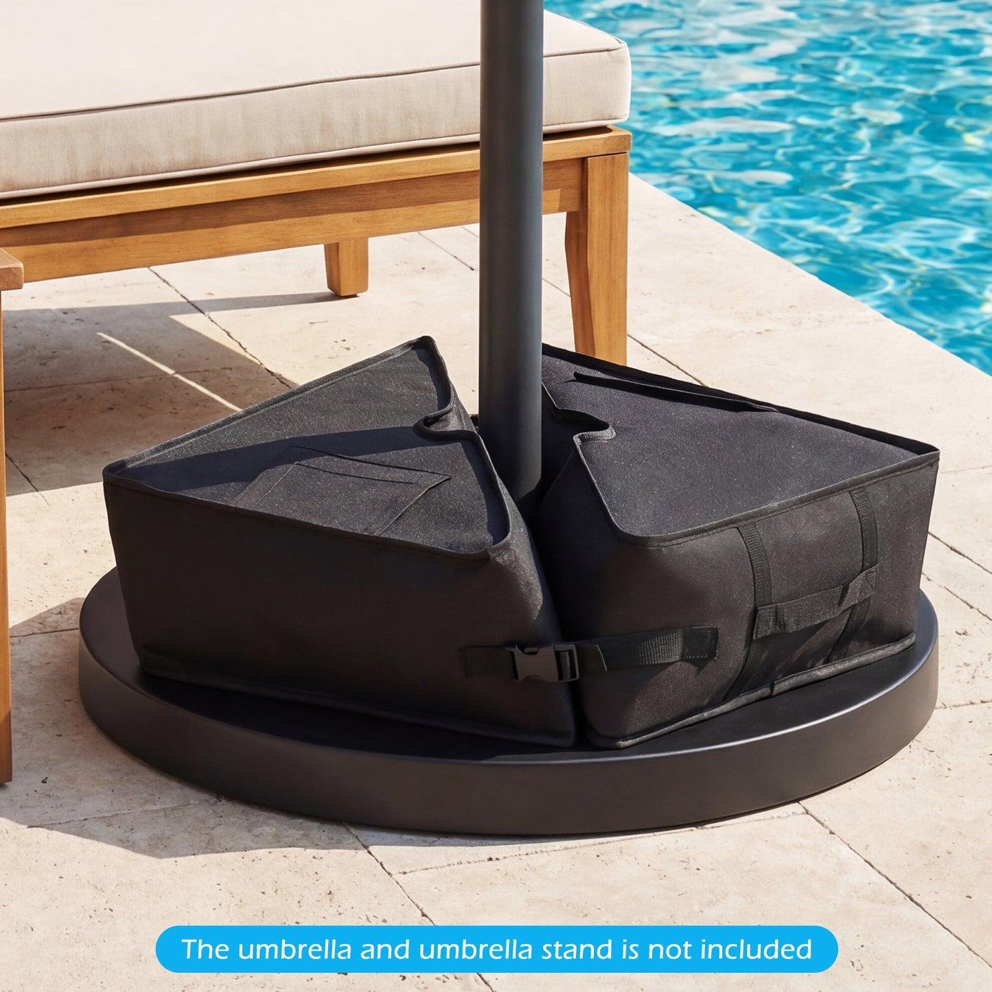 18.5" Square Umbrella Base, Weatherproof Fabric, Black Outdoor Umbrella Bases at Gallery Canada