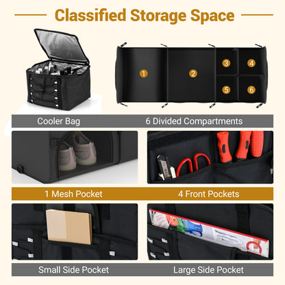 18 Gal Car Trunk Organizer with Lid 3-Compartment Portable Storage Box, Black Garages at Gallery Canada