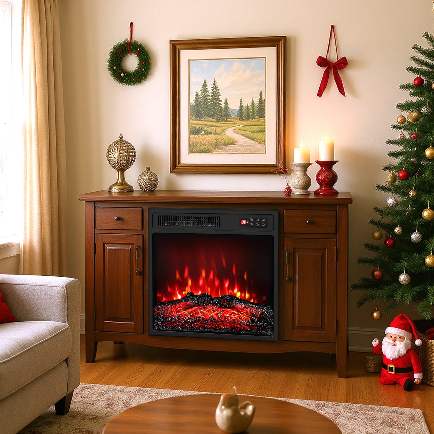 18 Inch Electric Fireplace Insert with Remote Control and 7 Realistic Flame Colors Fireplaces at Gallery Canada