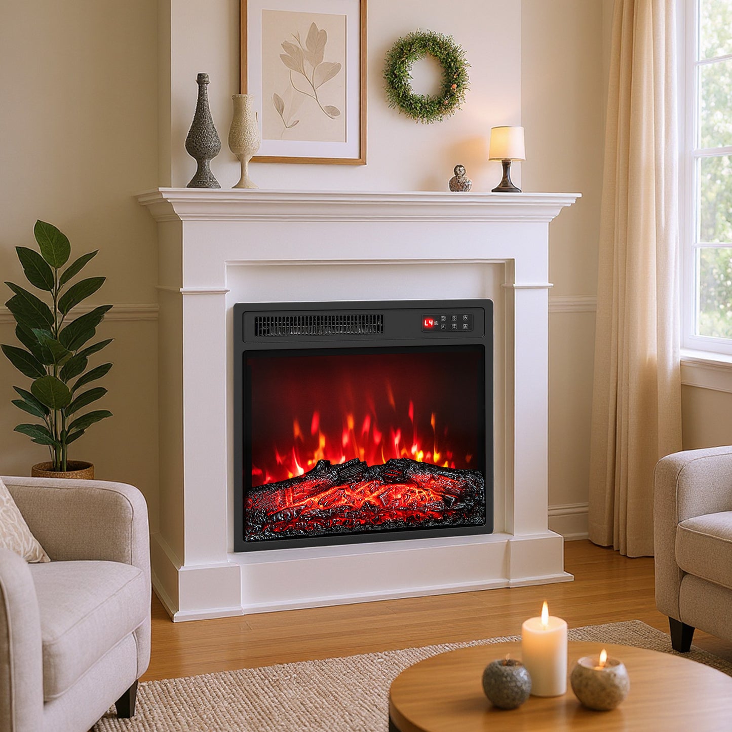 18 Inch Electric Fireplace Insert with Remote Control and 7 Realistic Flame Colors Fireplaces at Gallery Canada