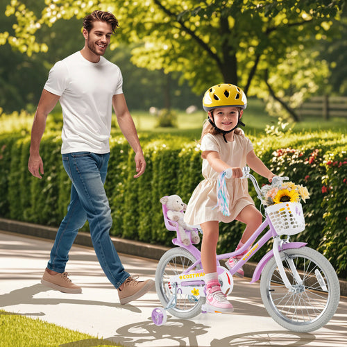 18 Inch Girls Bike With Doll Seat, Streamers, 4-8 Years, Purple