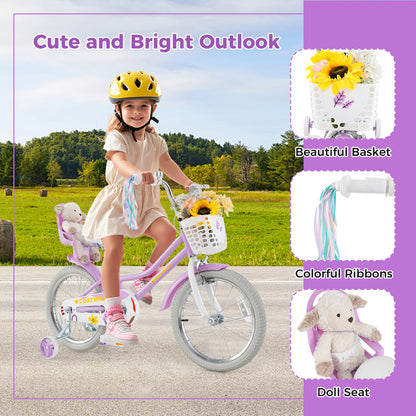18 Inch Girls Bike With Doll Seat, Streamers, 4-8 Years, Purple Kids Bike at Gallery Canada