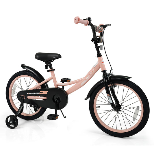 18 Inch Kids Bike Adjustable with Removable Training Wheels Pink for 3-8 Years Old, Pink Kids Bike Pink at Gallery Canada