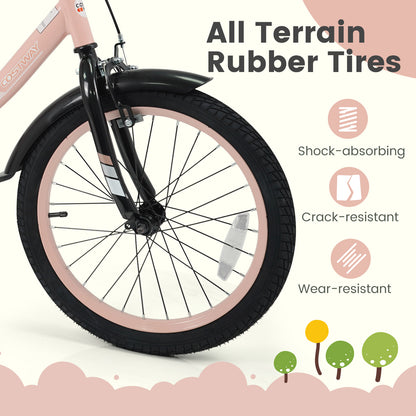 18 Inch Kids Bike Adjustable with Removable Training Wheels Pink for 3-8 Years Old, Pink Kids Bike at Gallery Canada