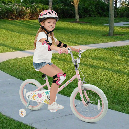 18 Inch Kids Bike Adjustable for 3-8 Years Old Children Pink - Stars & Moon, Pink Kids Bike Pink at Gallery Canada