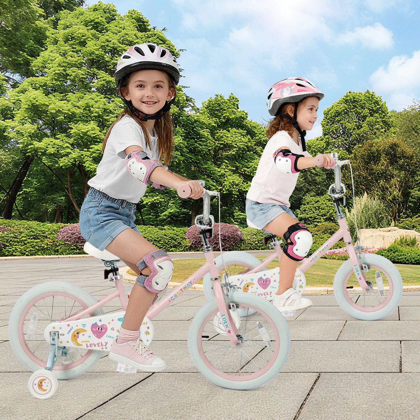 18 Inch Kids Bike Adjustable for 3-8 Years Old Children Pink - Stars & Moon, Pink Kids Bike at Gallery Canada