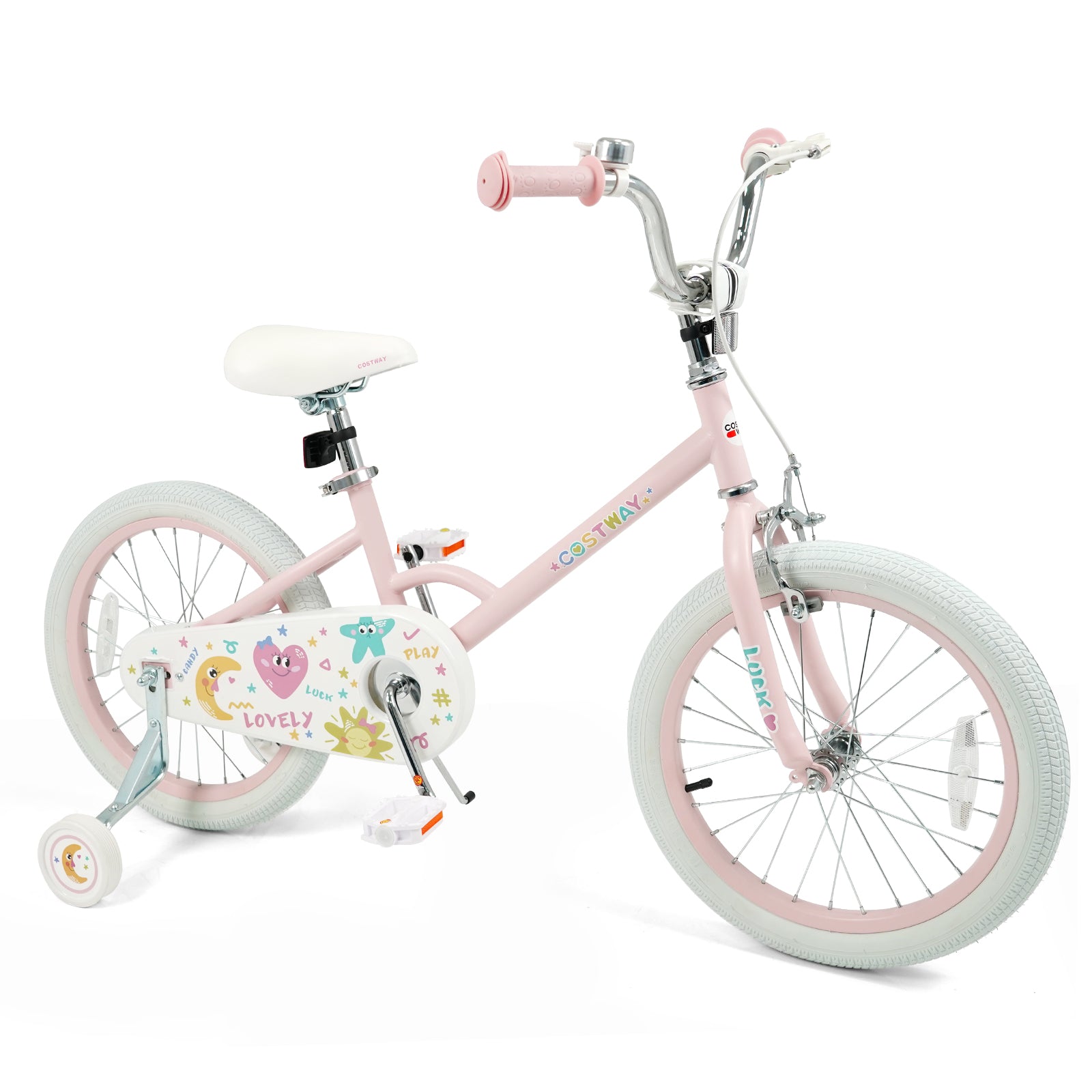 18 Inch Kids Bike Adjustable for 3-8 Years Old Children Pink - Stars & Moon, Pink Kids Bike Pink at Gallery Canada