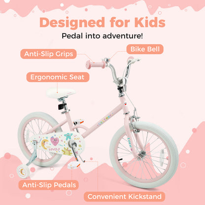 18 Inch Kids Bike Adjustable for 3-8 Years Old Children Pink - Stars & Moon, Pink Kids Bike at Gallery Canada