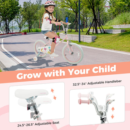 18 Inch Kids Bike Adjustable for 3-8 Years Old Children Pink - Stars & Moon, Pink Kids Bike at Gallery Canada