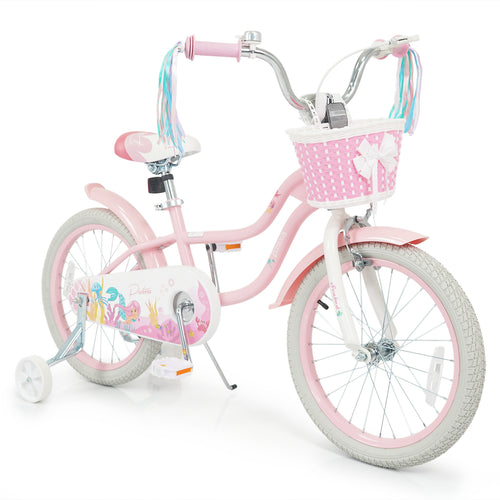 18-Inch Kids Bike, Adjustable, Princess Of The Sea Theme, Pink