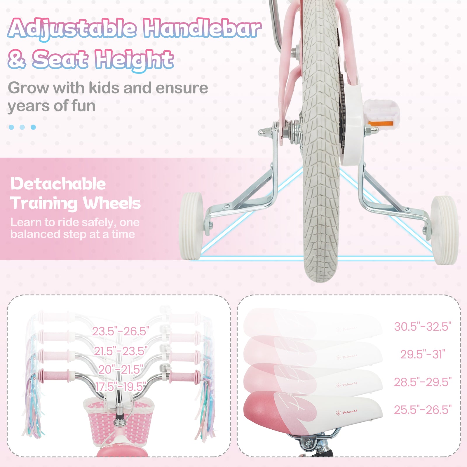 18-Inch Kids Bike, Adjustable, Princess Of The Sea Theme, Pink Kids Bike at Gallery Canada