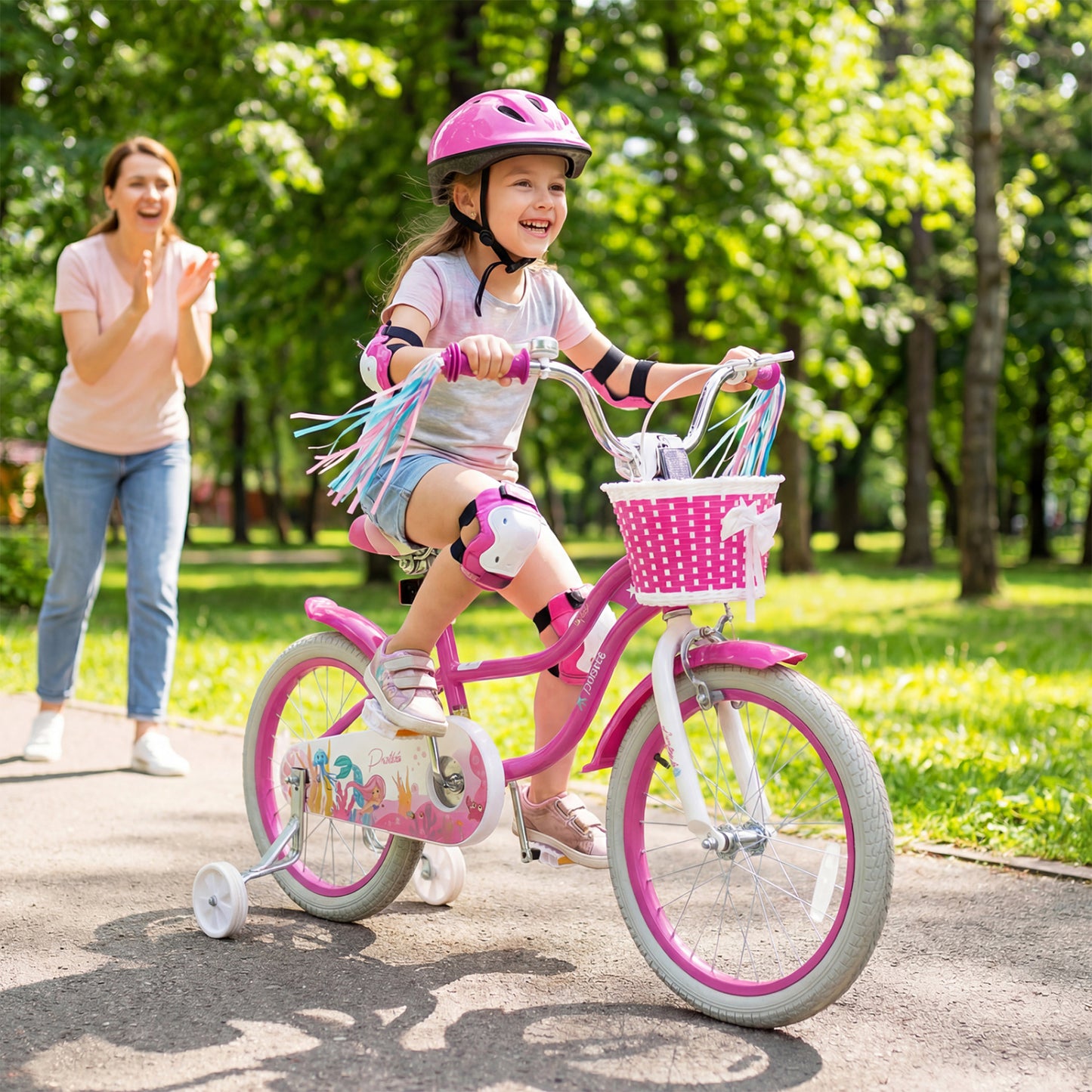 18-Inch Kids Bike, Adjustable, With Basket And Streamers, Rose Red Kids Bike at Gallery Canada