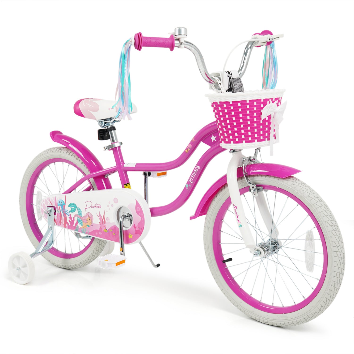 18-Inch Kids Bike, Adjustable, With Basket And Streamers, Rose Red Kids Bike at Gallery Canada