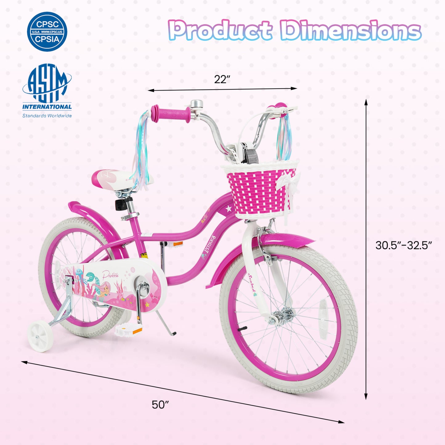 18-Inch Kids Bike, Adjustable, With Basket And Streamers, Rose Red Kids Bike at Gallery Canada