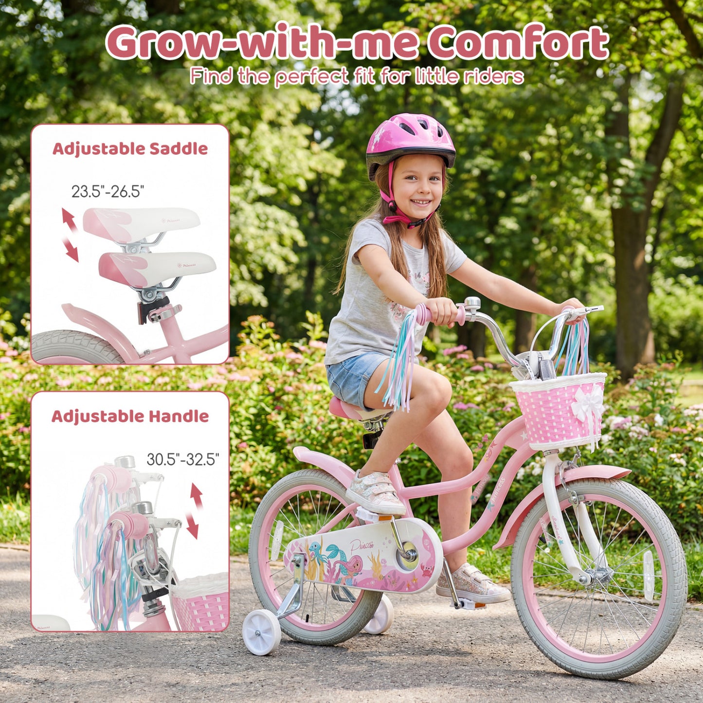 18-Inch Kids Bike, Adjustable, Princess Of The Sea Theme, Pink Kids Bike at Gallery Canada