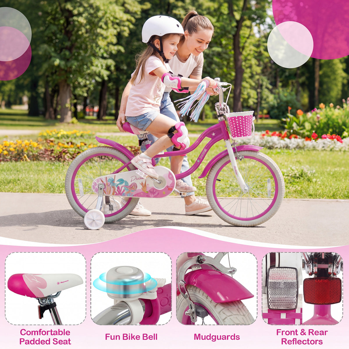 18-Inch Kids Bike, Adjustable, With Basket And Streamers, Rose Red Kids Bike at Gallery Canada