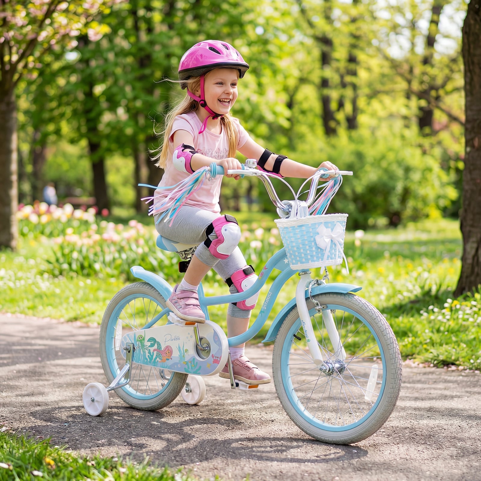 18 Inch Kids Bike, Adjustable With Basket, Streamers, Ages 4-8, Blue Kids Bike at Gallery Canada